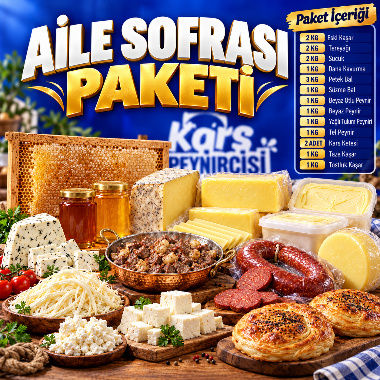 yeniaile Kars Aile Sofrası Paketi – 17 KG Yöresel Lezzet ve 2 Kars Ketesi - Görsel 1